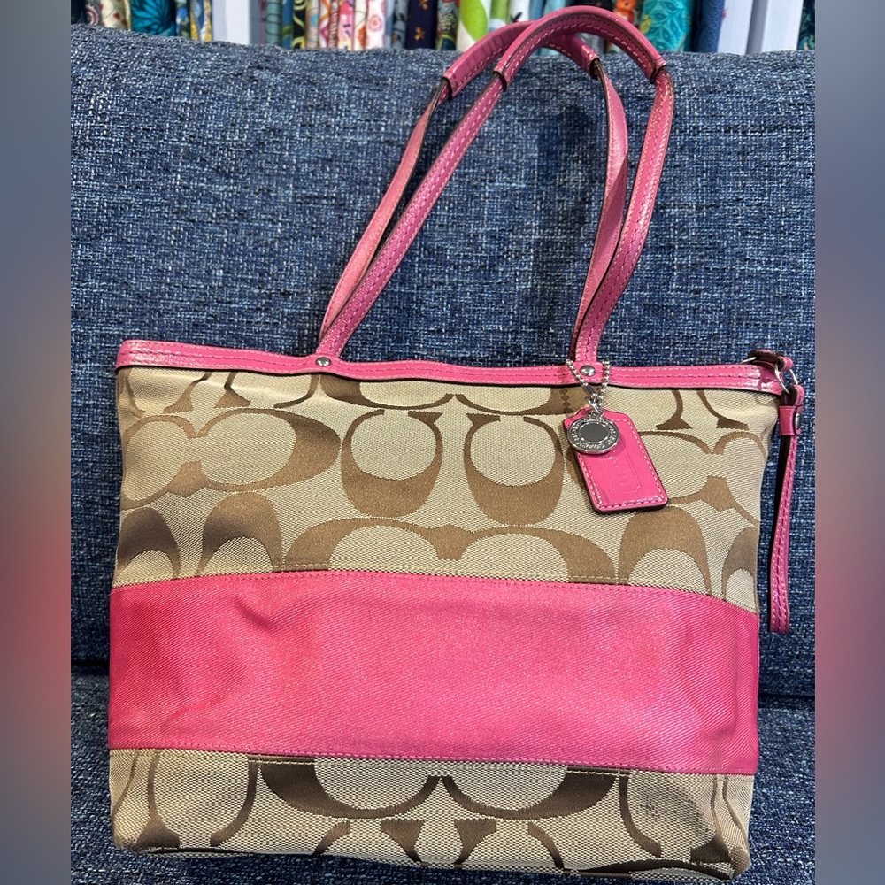Fabulous COACH Purse with Pink Leather Trim